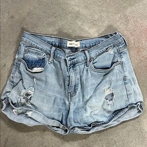 GAP Women's Light Blue Distressed Jean Shorts